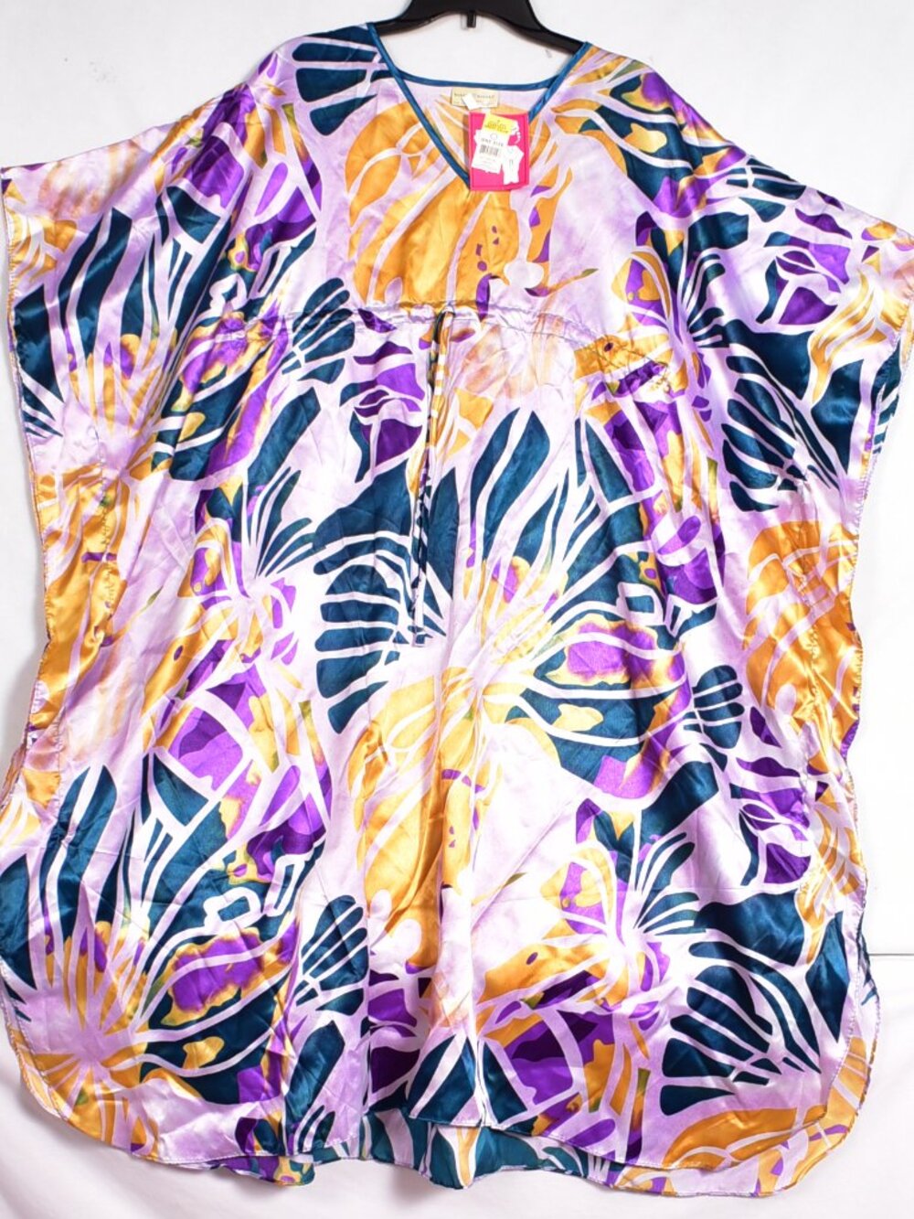 Bobby Brooks Kaftan Sleepwear Mumu Lounger Multicolor Satin Pullover One Size
